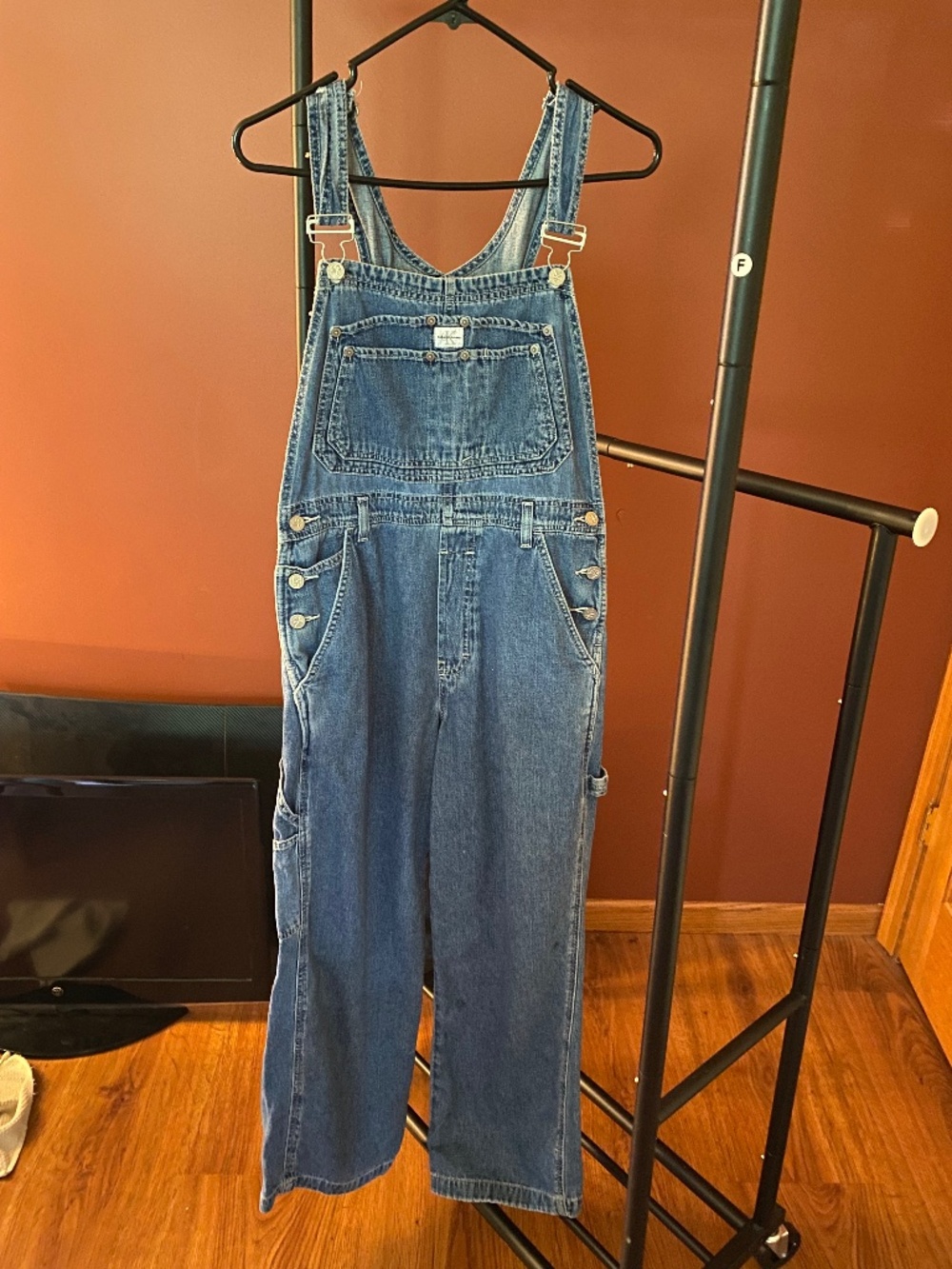 Calvin Klein blue denim overalls - size large